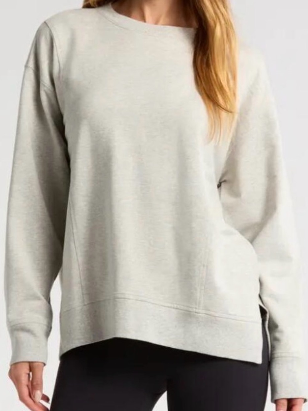 NEW Zella Luxe French Terry Sweatshirt in Grey Light Heather
